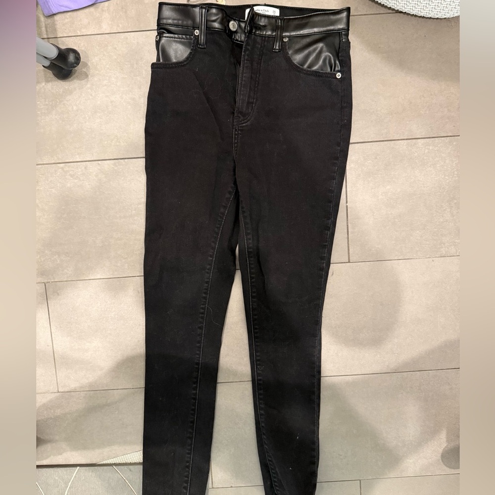 A&F Skinny Jeans with black leather